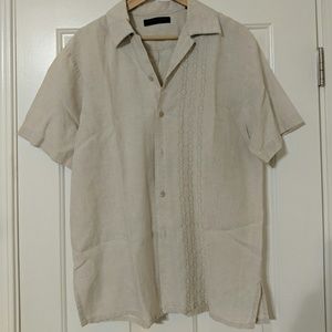Light tan linen button down shirt